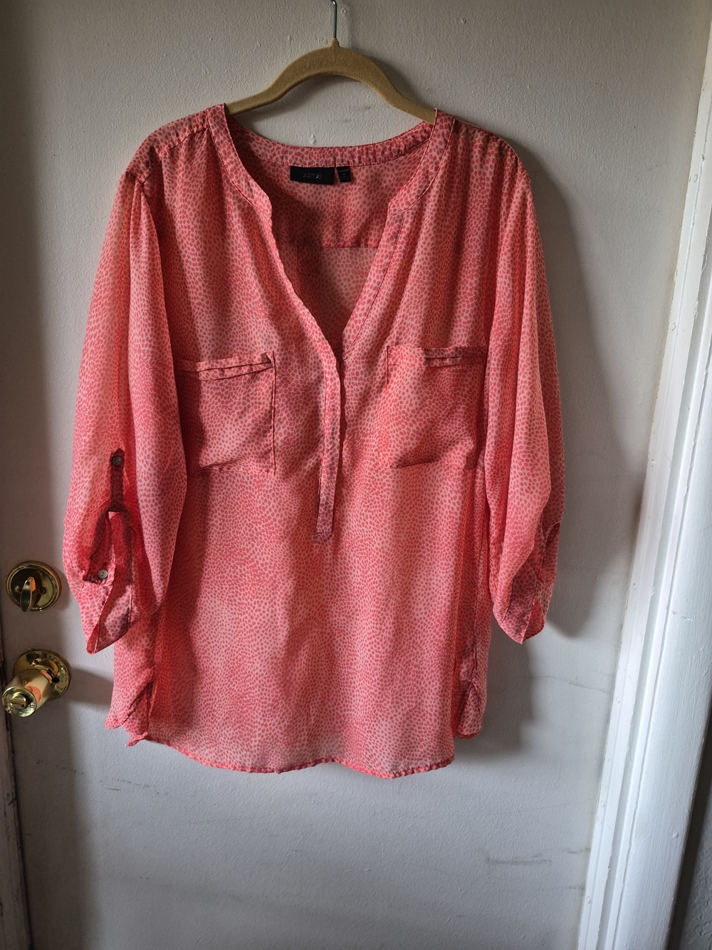 Apt. 9 Coral Pink Roll-Sleeve Tunic Blouse